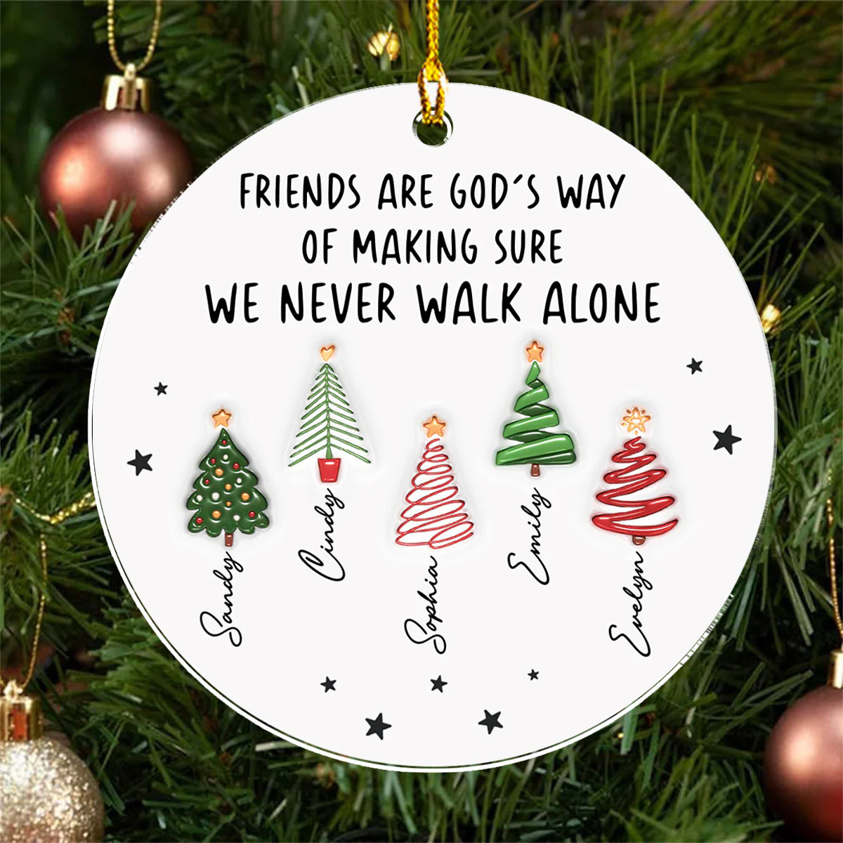Never Alone - Personalized Custom Acrylic Ornament - Image 4