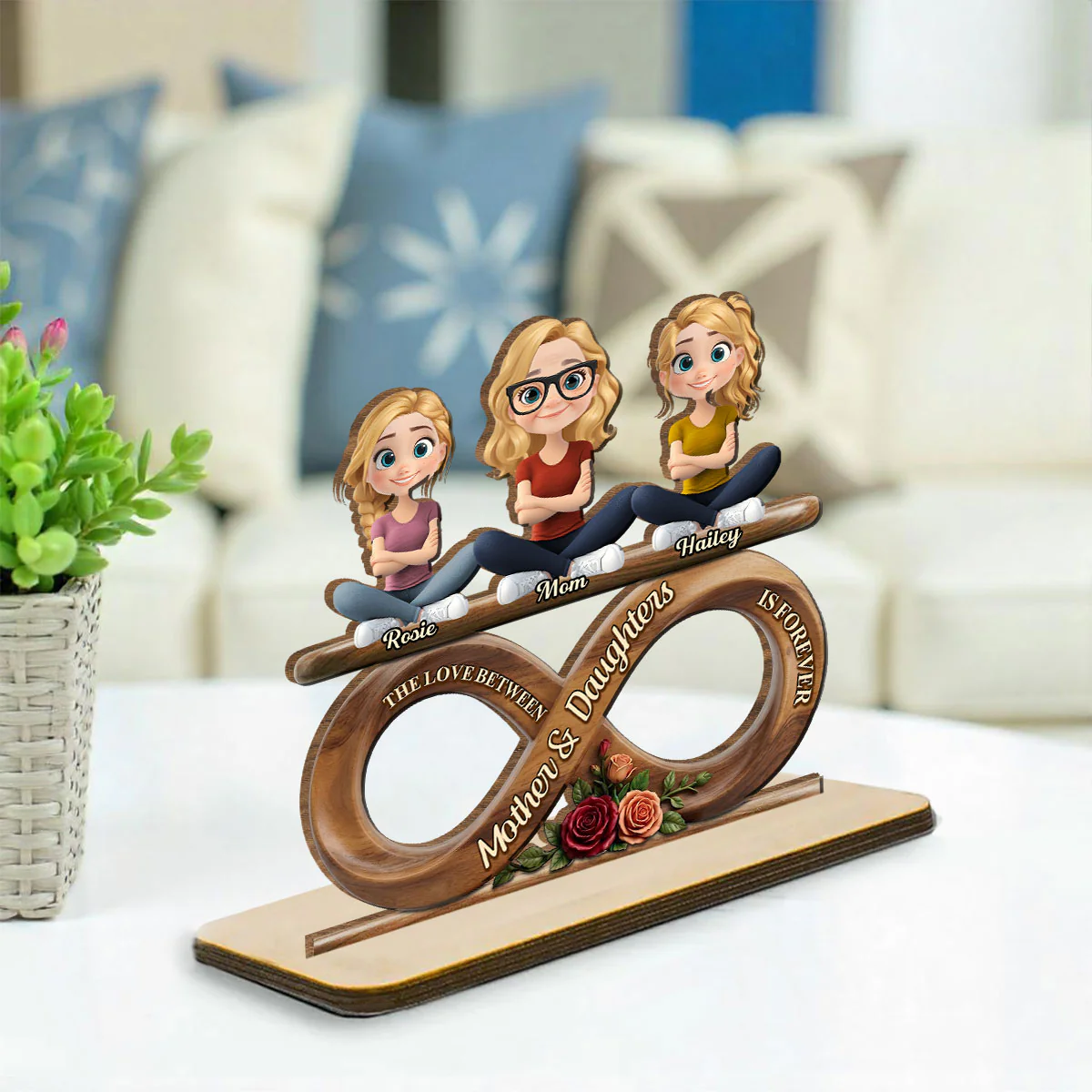 Never End - Personalized Custom 2-Layer Wood Plaque With Flat Base - Image 3