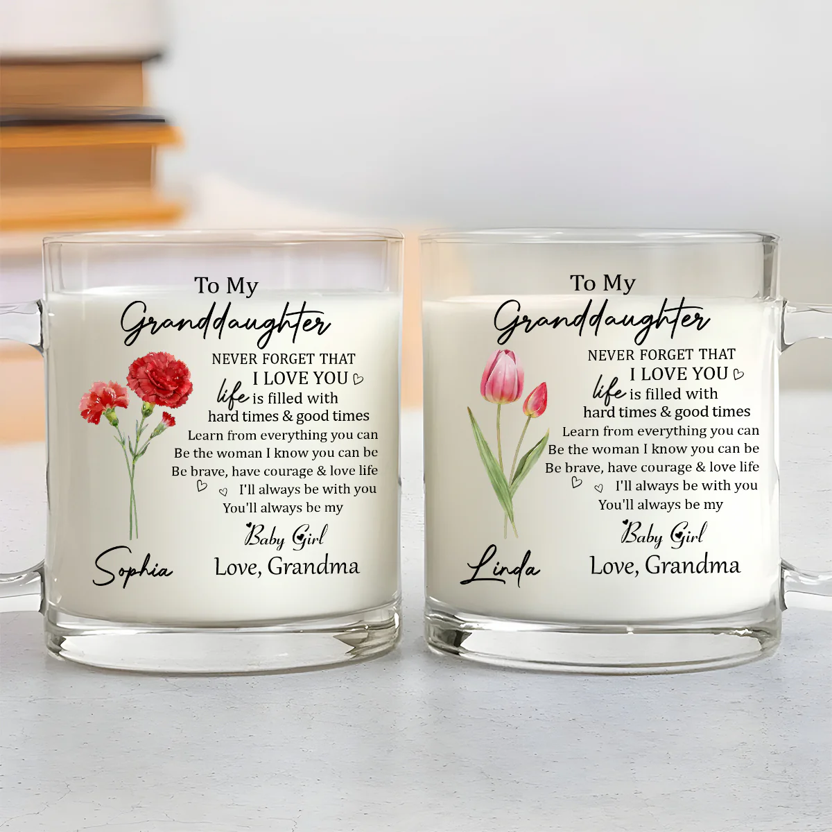 Never Forget Granddaughter - Personalized Custom Glass Mug - Image 3