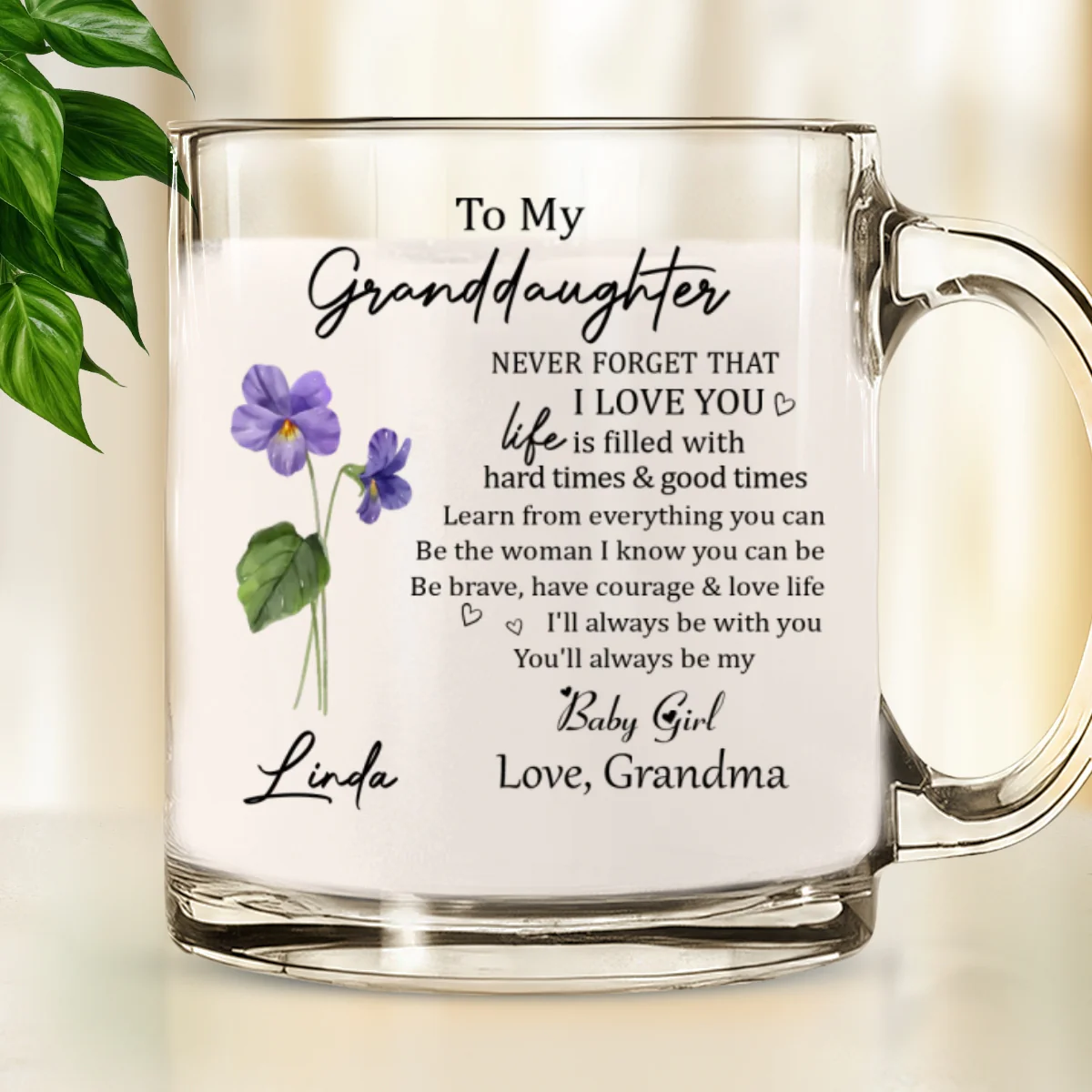 Never Forget Granddaughter - Personalized Custom Glass Mug - Image 6