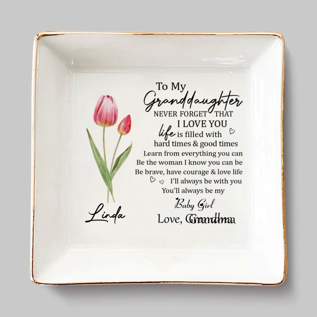 Never Forget Granddaughter - Personalized Custom Jewelry Dish - Image 7