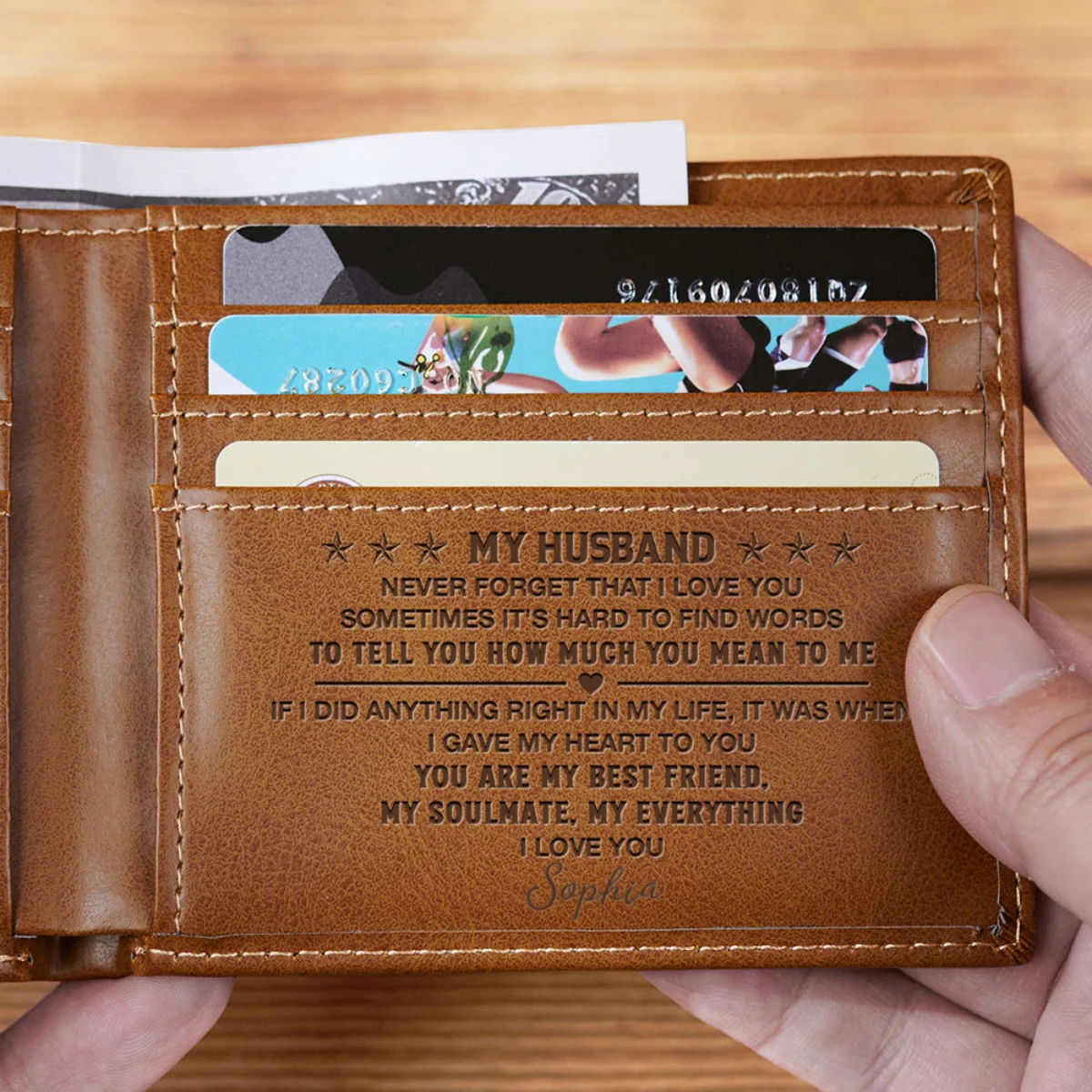 Never Forget I Love You My Love - Personalized Custom Printed Men Leather Wallet - Image 6