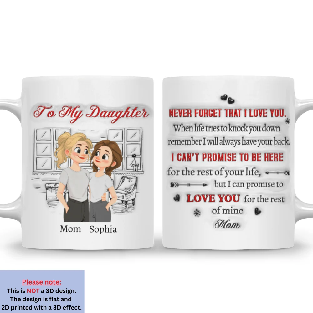Never Forget That I Love You Daughter - Personalized Custom 3D Inflated Effect Mug - Image 7
