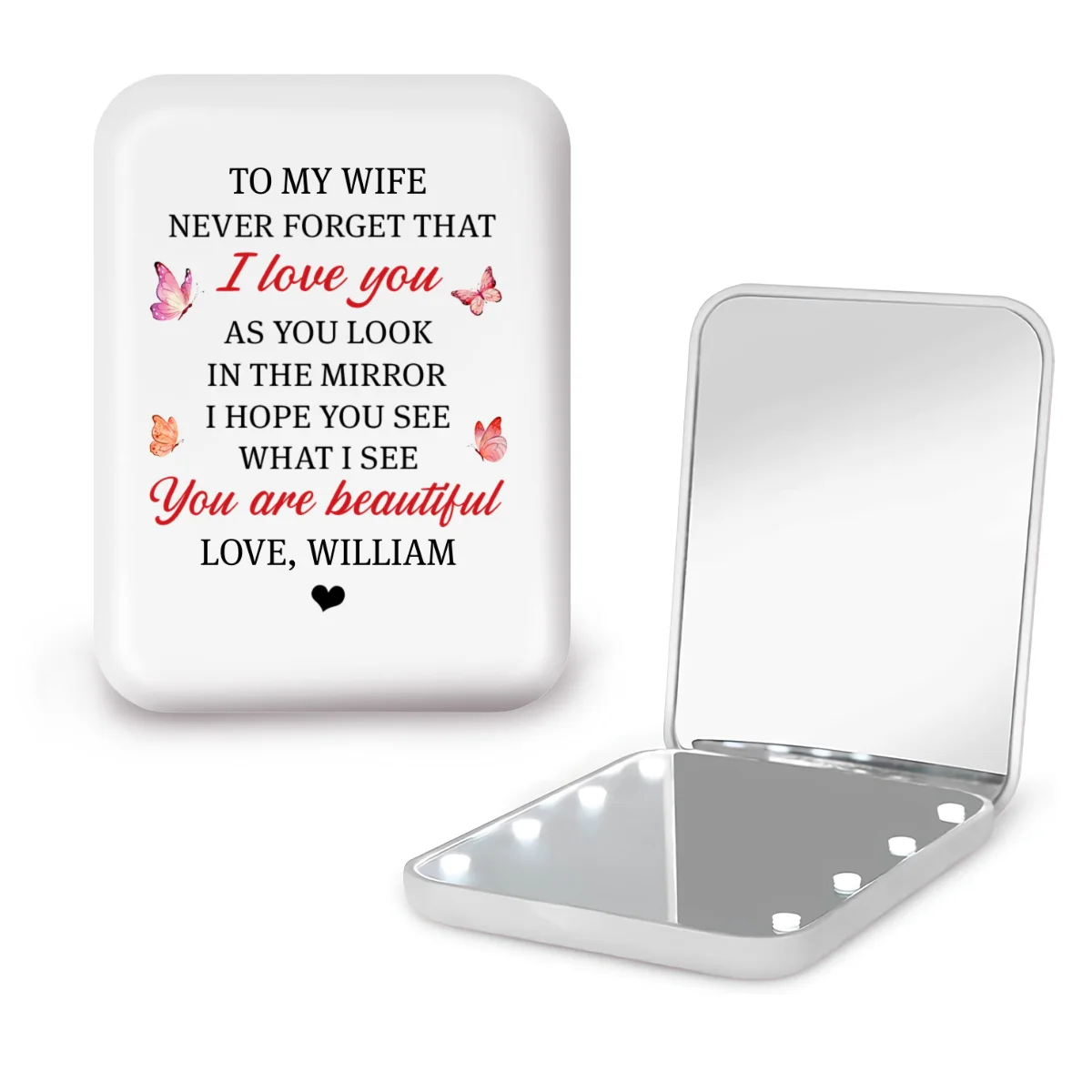 Never Forget That I love You - Personalized Custom LED Pocket Mirror - Image 9