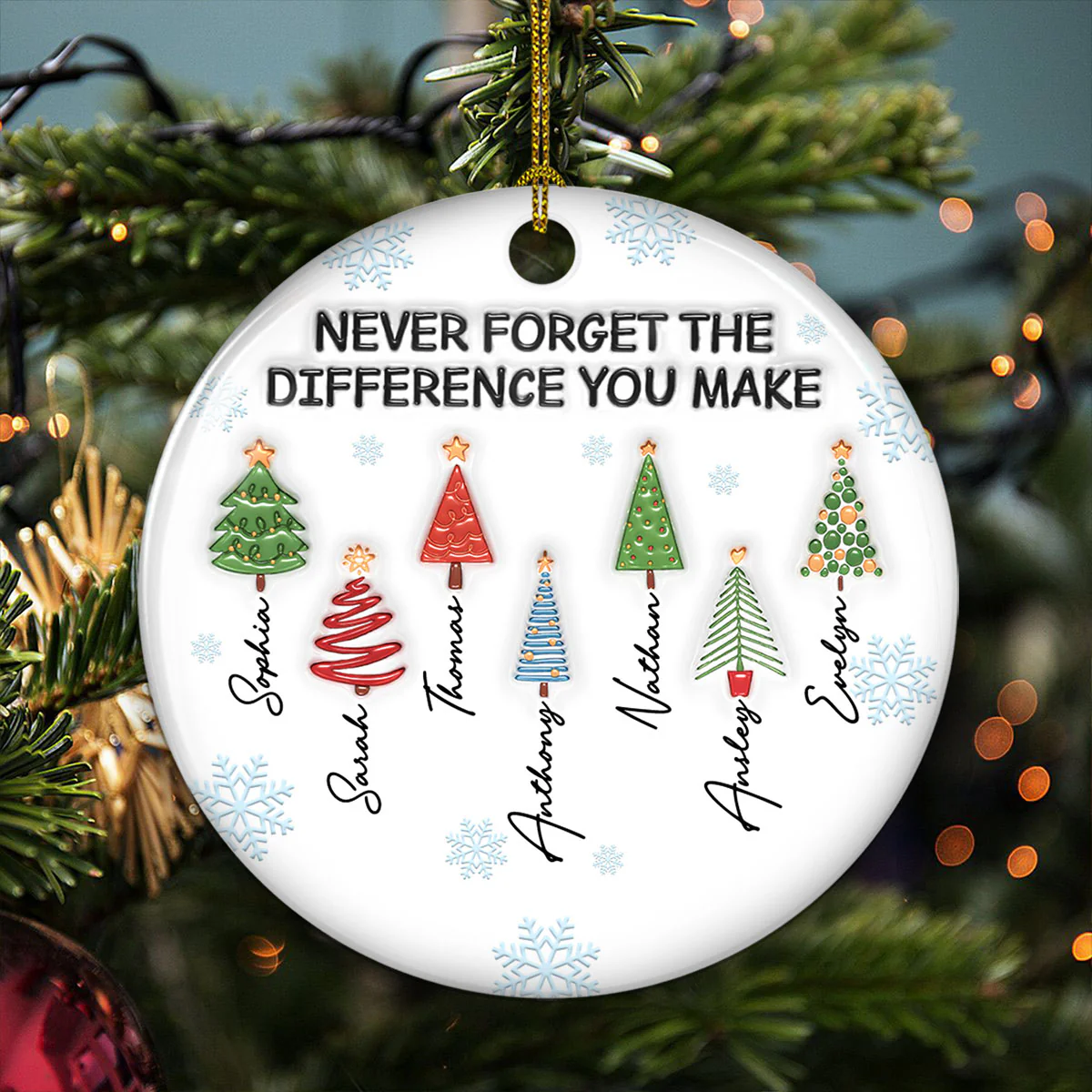 Never Forget The Difference You Make - Personalized Custom 3D Inflated Effect Ceramic Ornament - Image 5