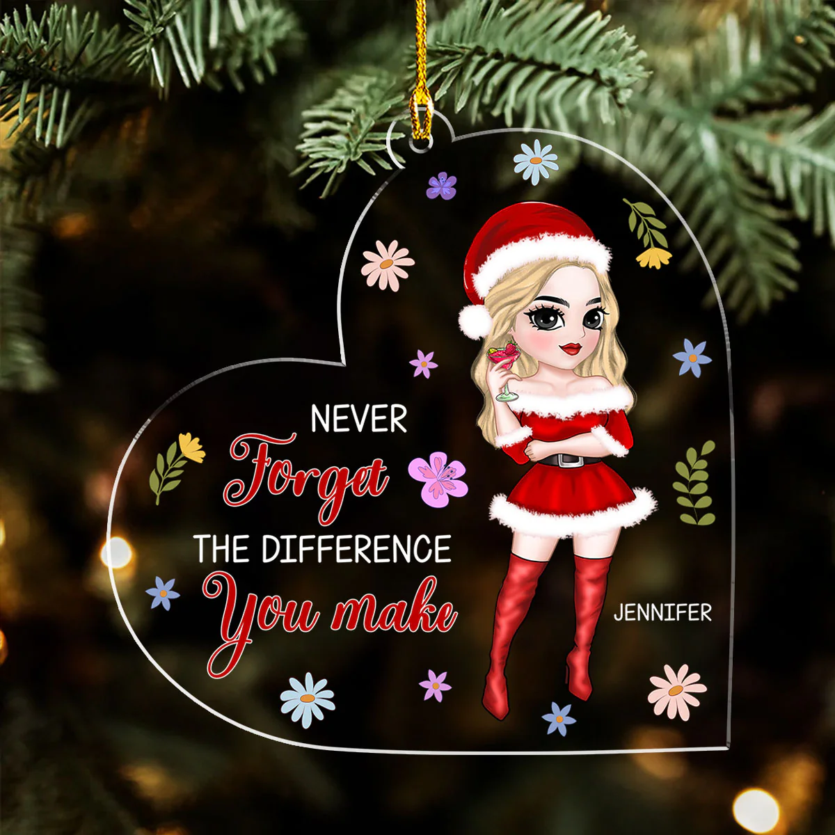 Never Forget The Difference You Make - Personalized Custom Acrylic Ornament - Image 2