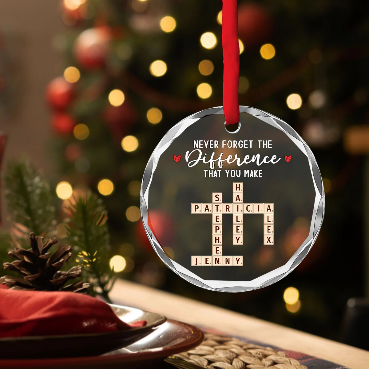 Never Forget You - Personalized Custom Glass Ornament - Image 5