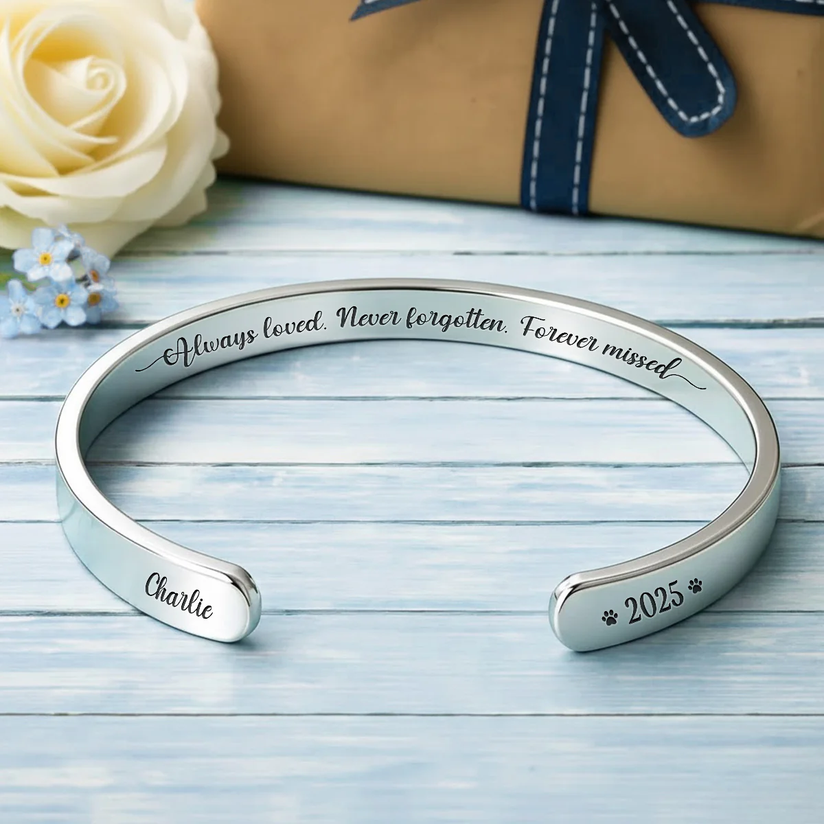 Never Forgotten - Personalized Custom Bracelet Cuff - Image 5