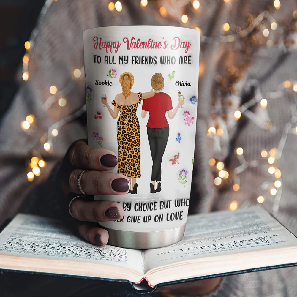 Never Give Up On Love - Personalized Custom 3D Inflated Effect Tumbler - Image 3