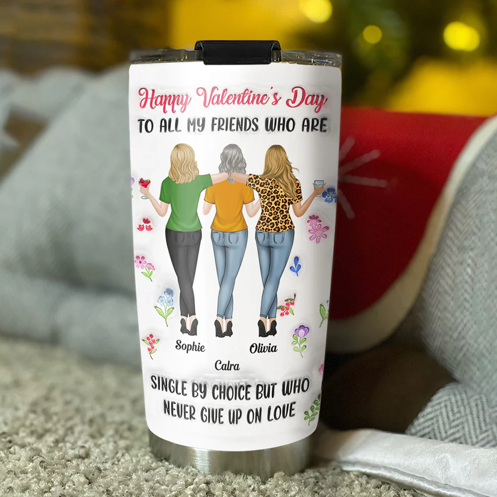Never Give Up On Love - Personalized Custom 3D Inflated Effect Tumbler - Image 4