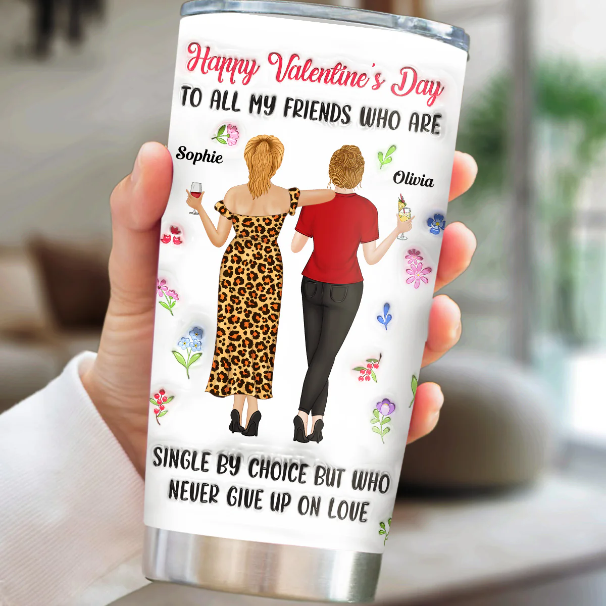 Never Give Up On Love - Personalized Custom 3D Inflated Effect Tumbler - Image 5