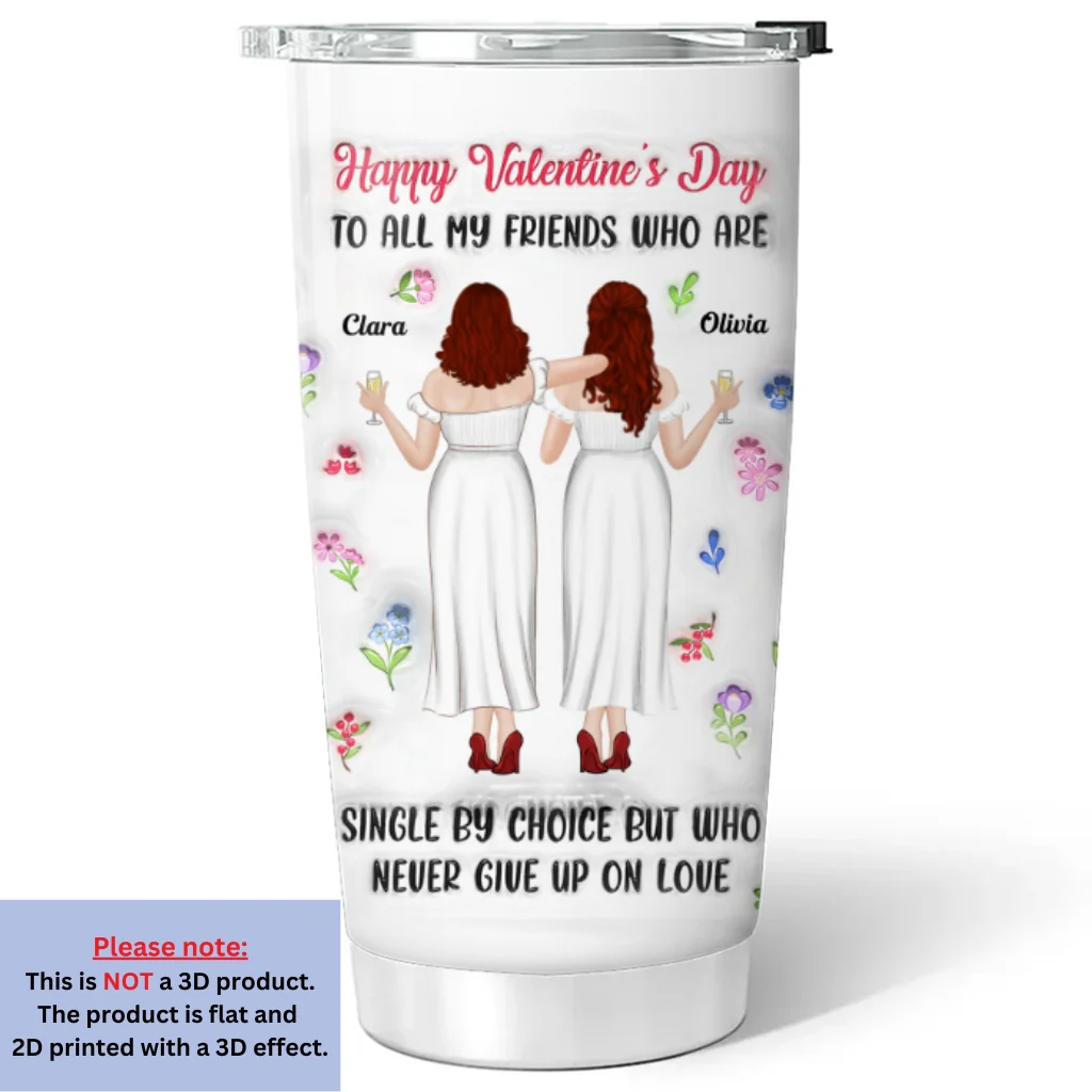 Never Give Up On Love - Personalized Custom 3D Inflated Effect Tumbler - Image 6