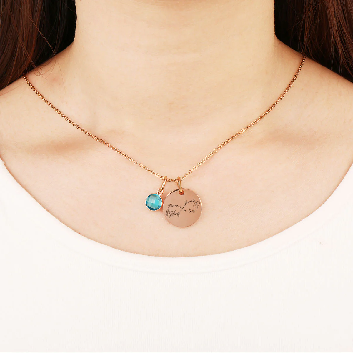 Never Separated - Personalized Custom Birthstone Necklace With Message Card - Image 3