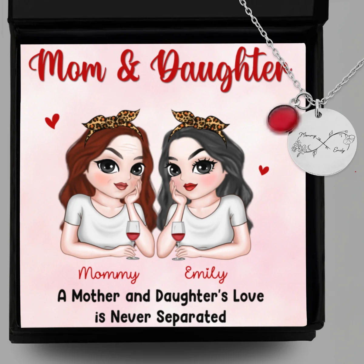 Never Separated - Personalized Custom Birthstone Necklace With Message Card - Image 7