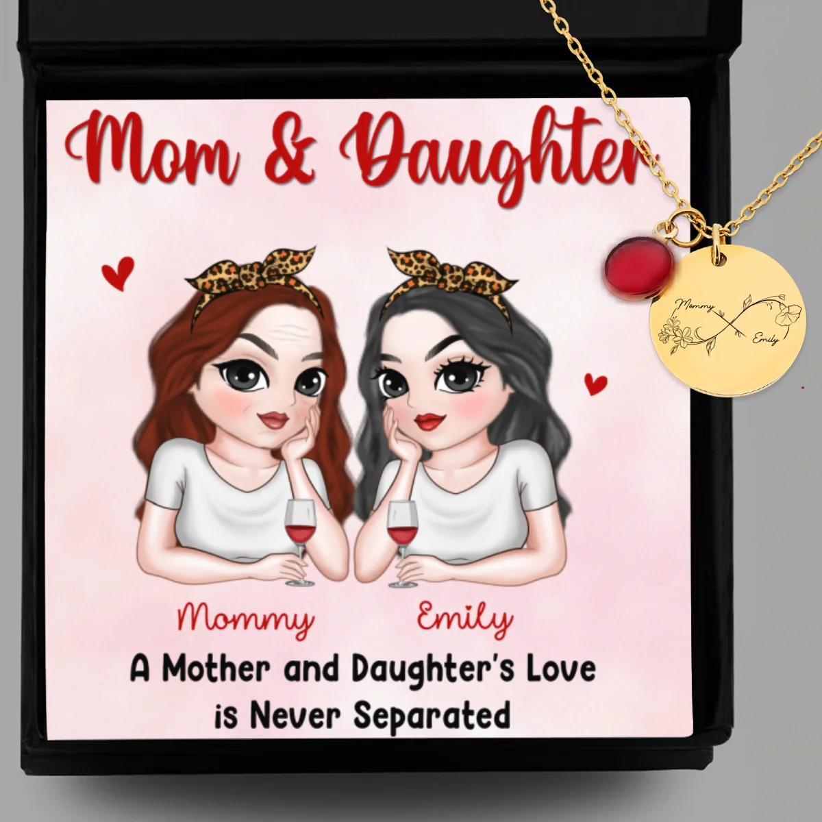 Never Separated - Personalized Custom Birthstone Necklace With Message Card - Image 8