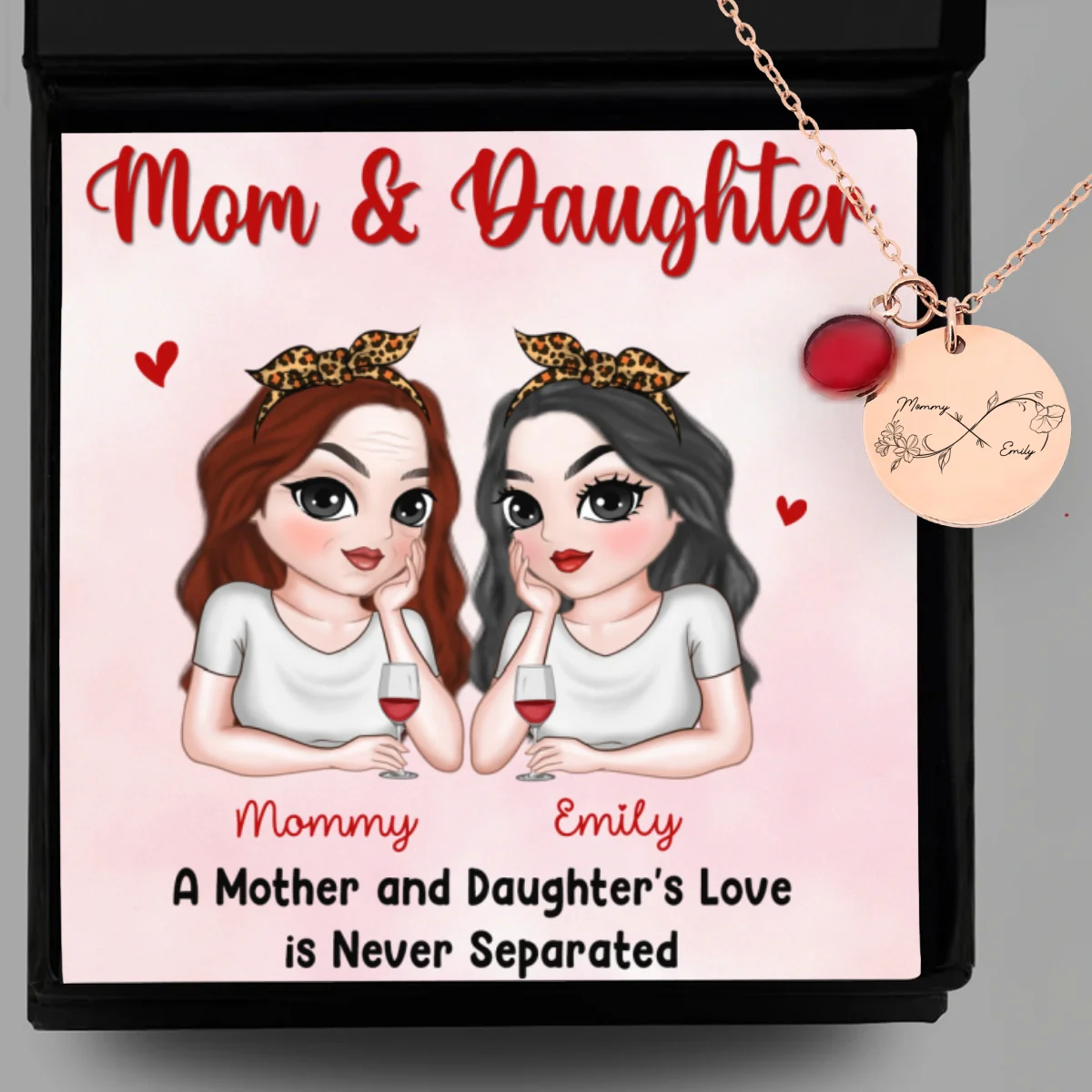 Never Separated - Personalized Custom Birthstone Necklace With Message Card - Image 9