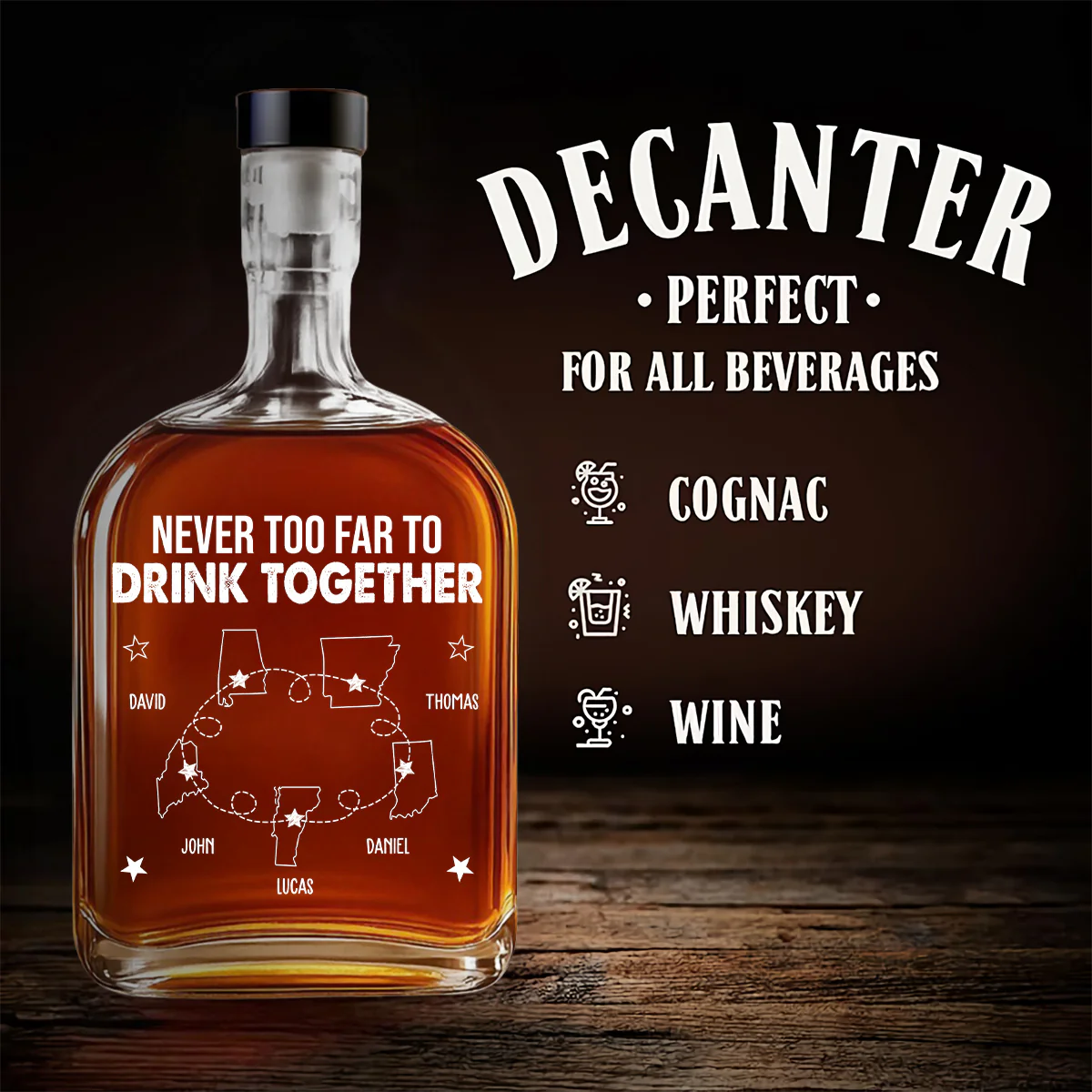 Never Too Far - Personalized Custom Spirits Decanter - Image 4