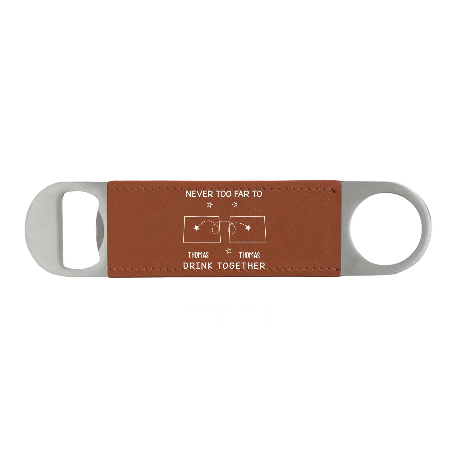 Never Too Far To Drink Together - Personalized Custom Leather Bottle Opener - Image 8