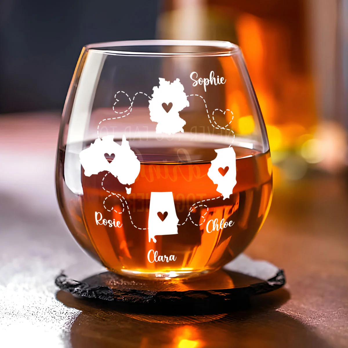 Never Too Far To Drink Together Ver 2 - Personalized Custom Wine Glass - Image 3
