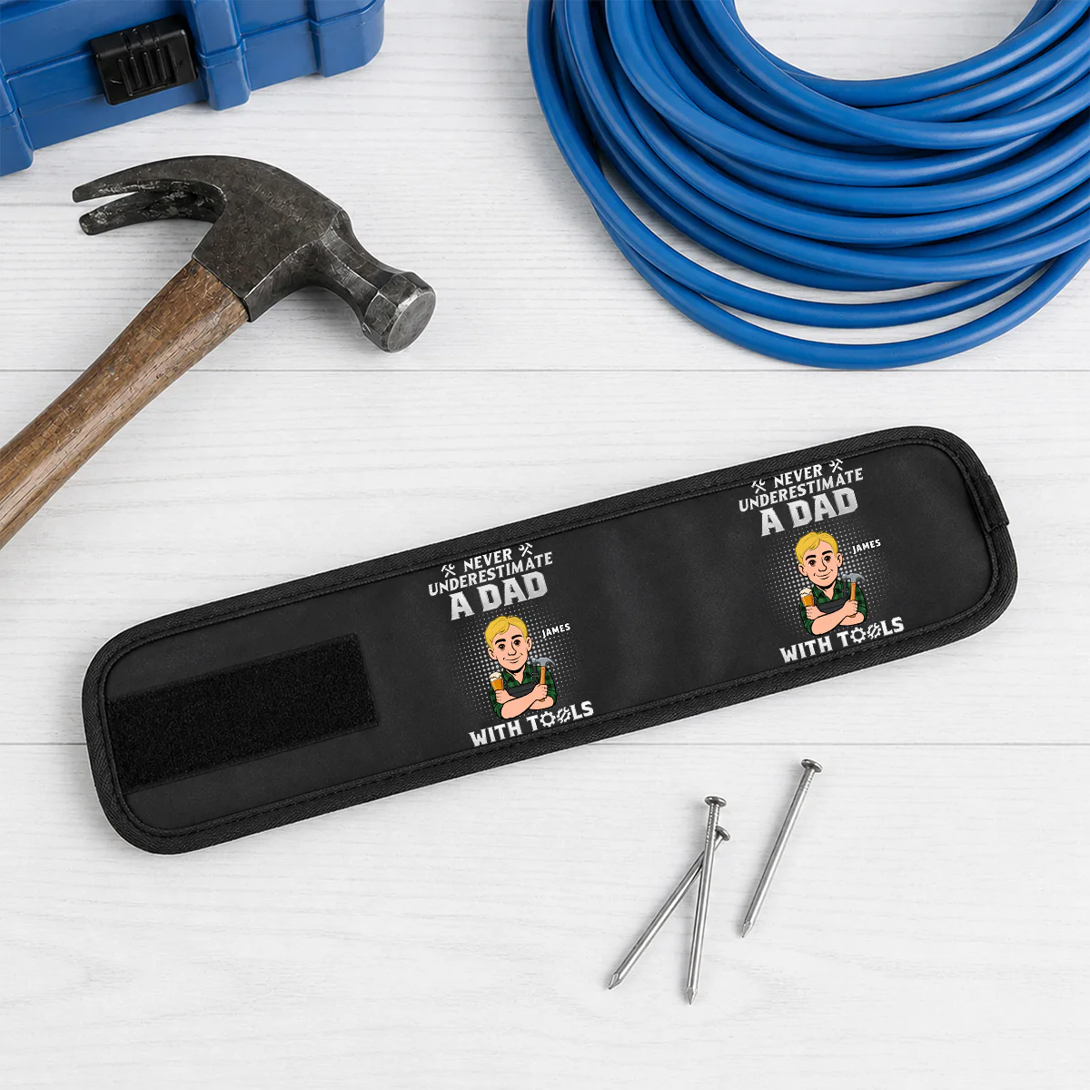 Never Underestimate Dad - Personalized Custom Magnetic Tool Wristband - Image 4