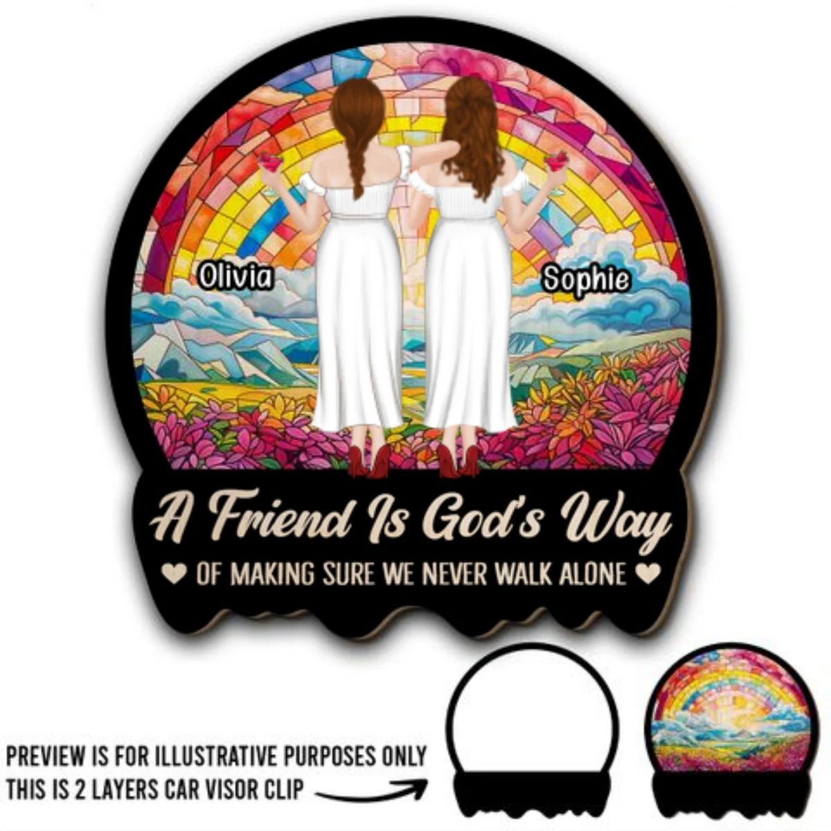 Never Walk Alone Besties - Personalized Custom Car Visor Clip - Image 5