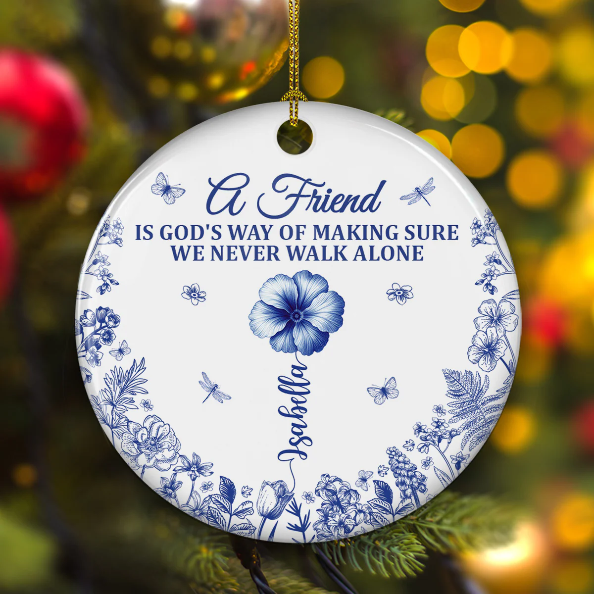 Never Walk Alone - Personalized Custom Ceramic Ornament - Image 2
