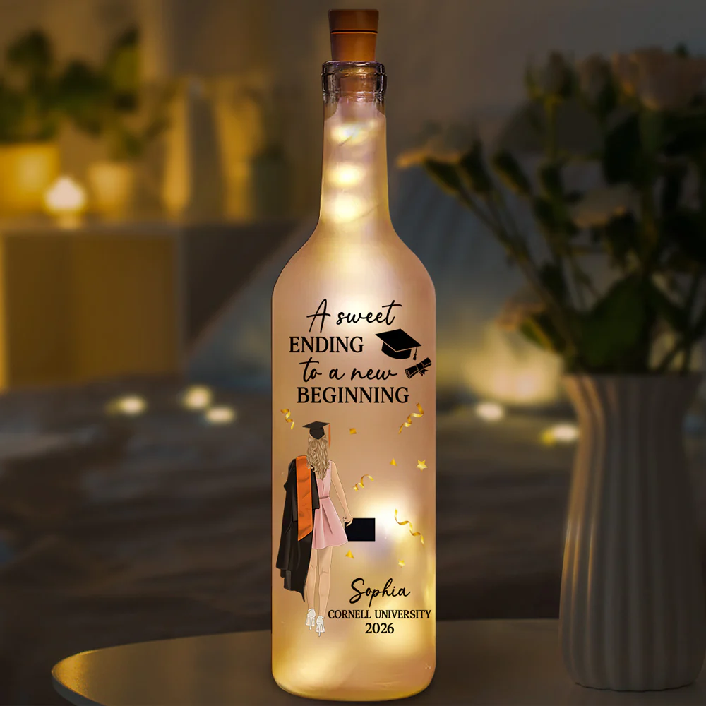 New Begining Graduation Gift - Personalized Custom Bottle Lamp