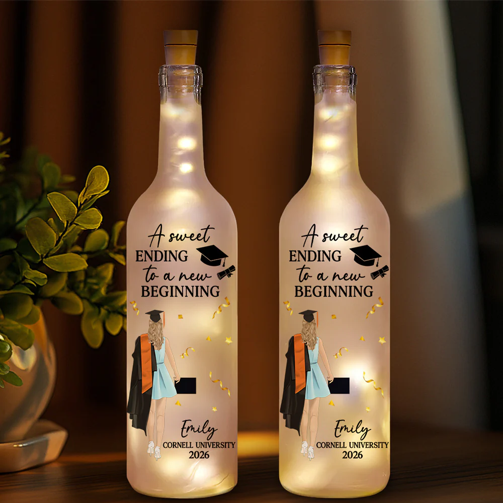 New Begining Graduation Gift - Personalized Custom Bottle Lamp - Image 2