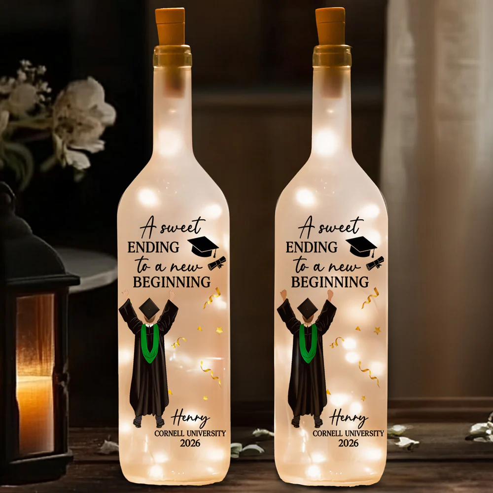 New Begining Graduation Gift - Personalized Custom Bottle Lamp - Image 3