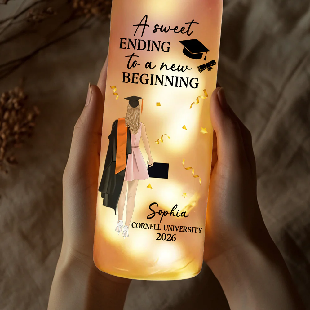 New Begining Graduation Gift - Personalized Custom Bottle Lamp - Image 4
