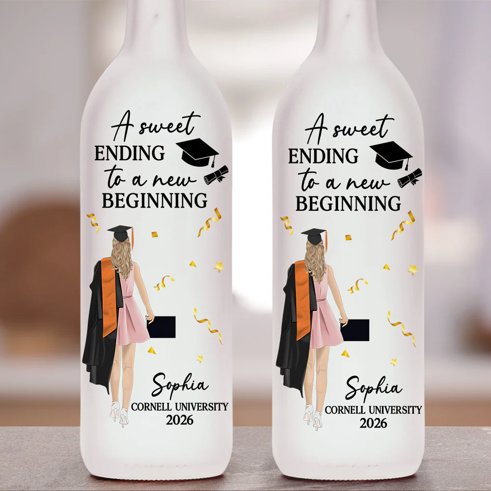 New Begining Graduation Gift - Personalized Custom Bottle Lamp - Image 5