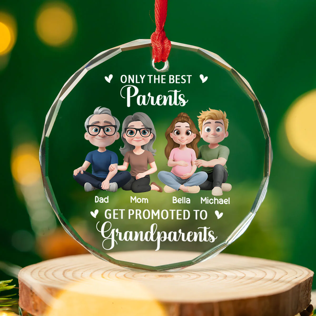 New Grandparents - Personalized Custom Glass Ornament - Image 3