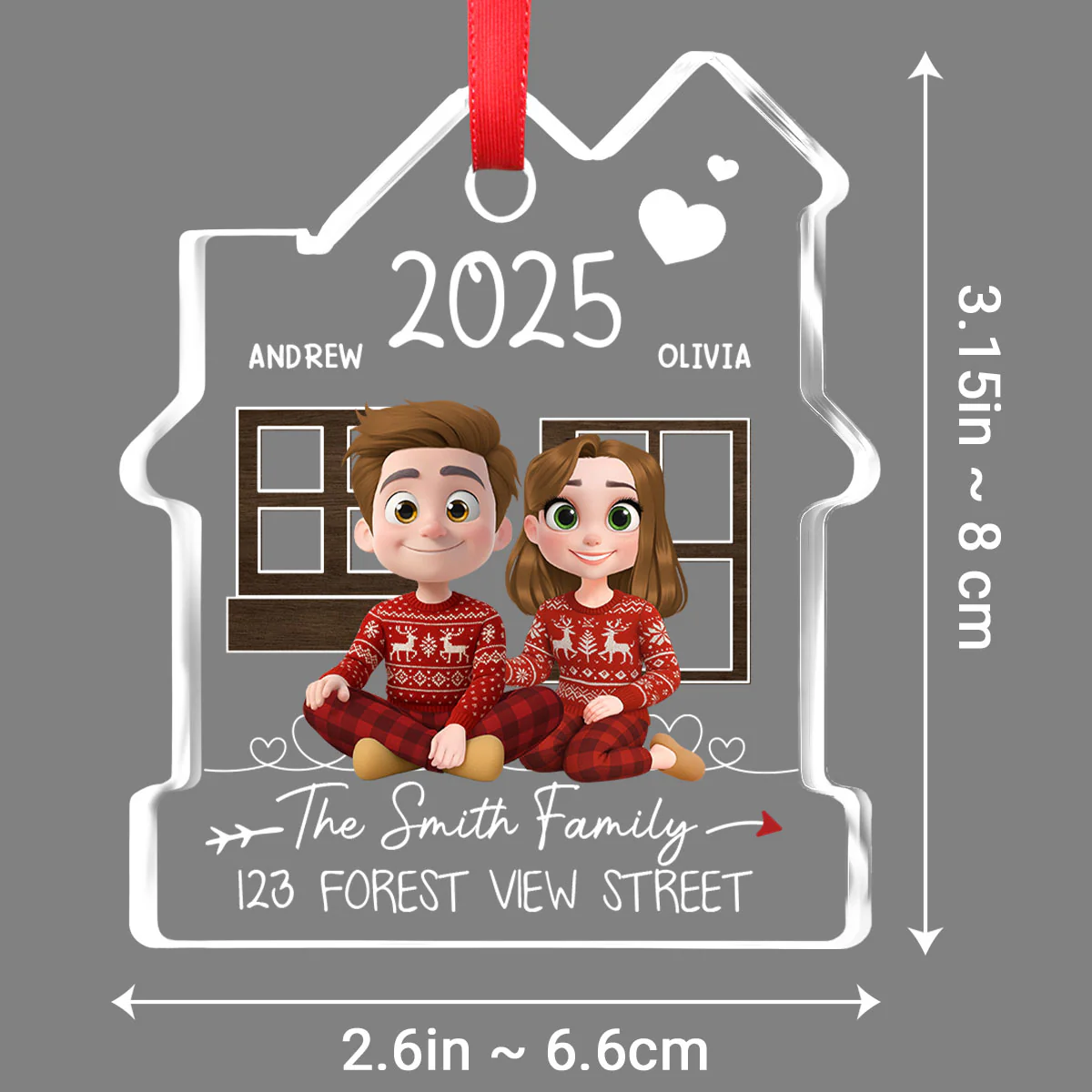 New Home Address - Personalized Custom House Shaped Glass Ornament - Image 6