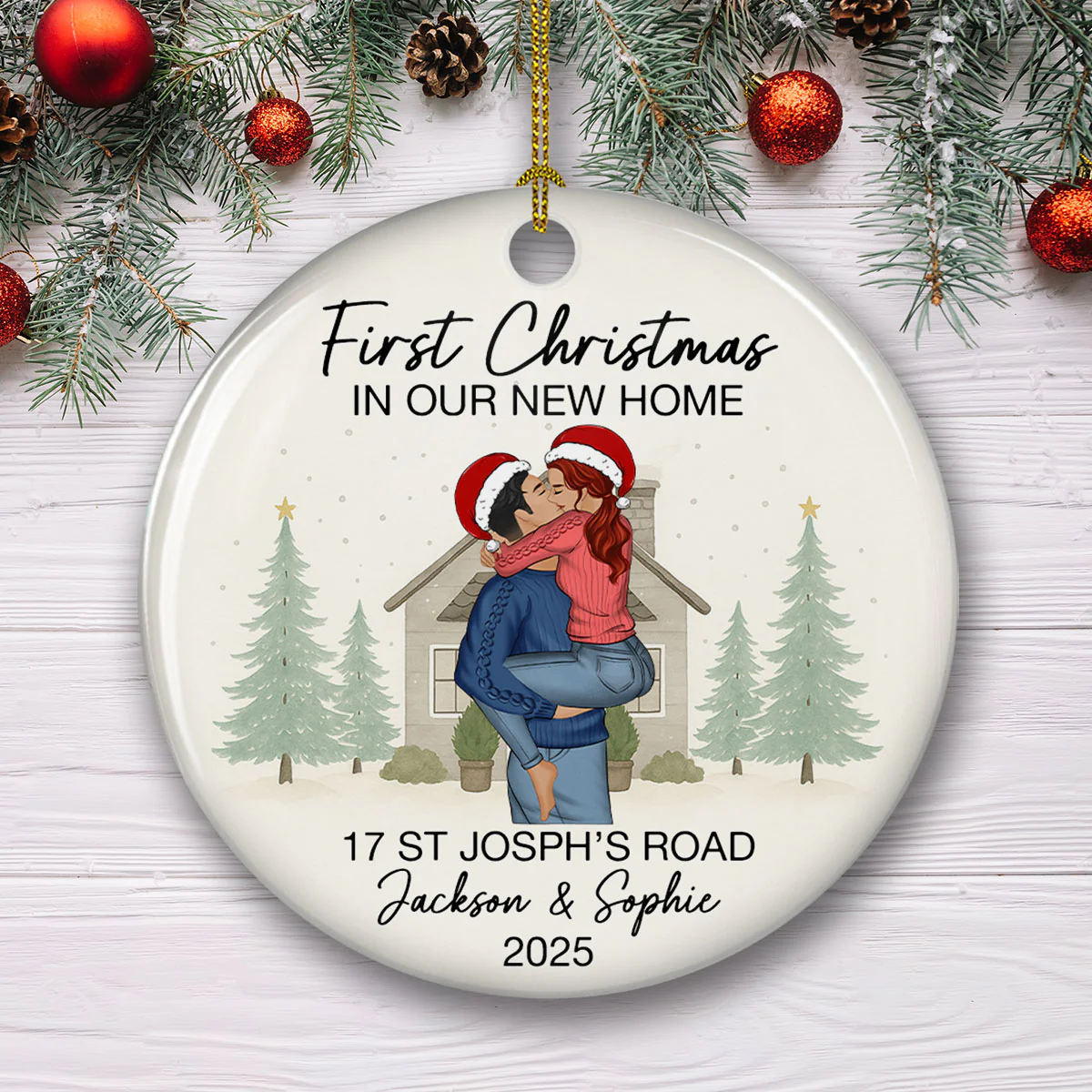 New Home Christmas Memory - Personalized Custom Ceramic Ornament - Image 3
