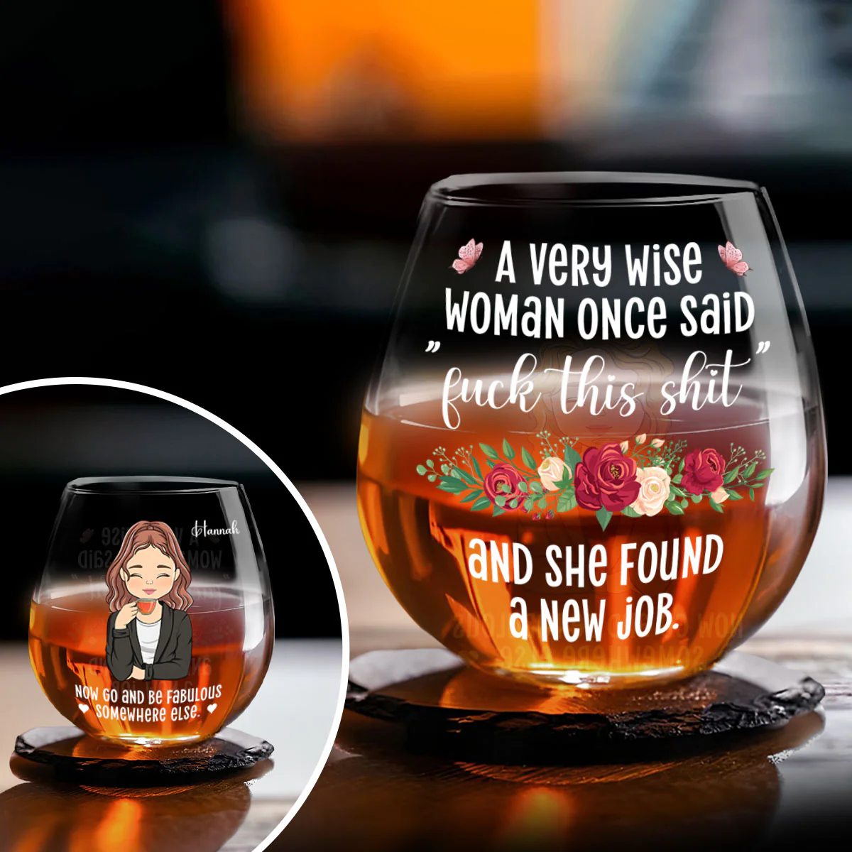 New Job New Fabulous You - Personalized Custom Wine Glass - Image 5