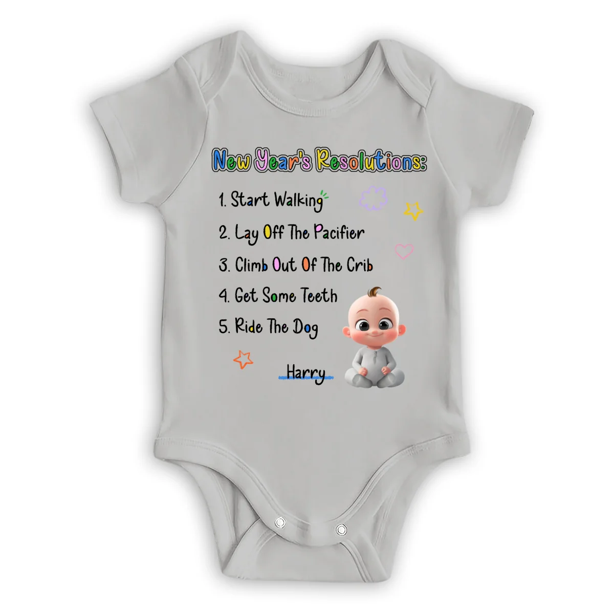New Years Resolutions - Personalized Custom Baby Onesie - Image 9