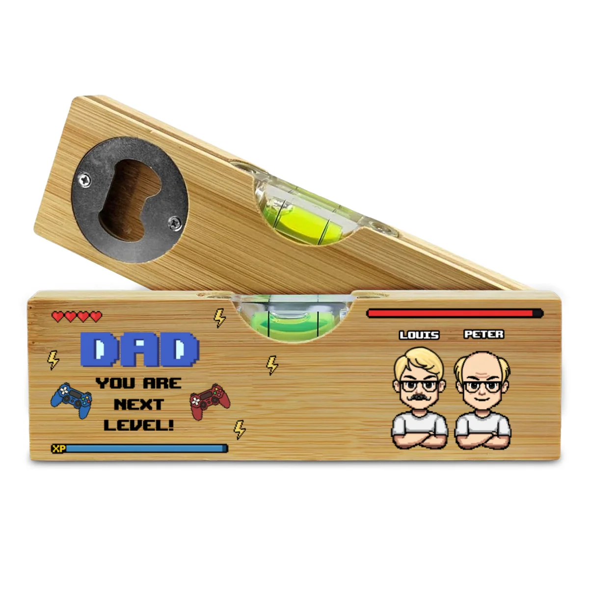 Next Level Dad - Personalized Custom Wooden Spirit Level Bottle Opener - Image 7