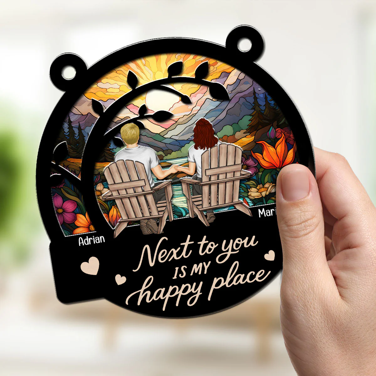 Next To You Feels Perfect - Personalized Custom Suncatcher - Image 4