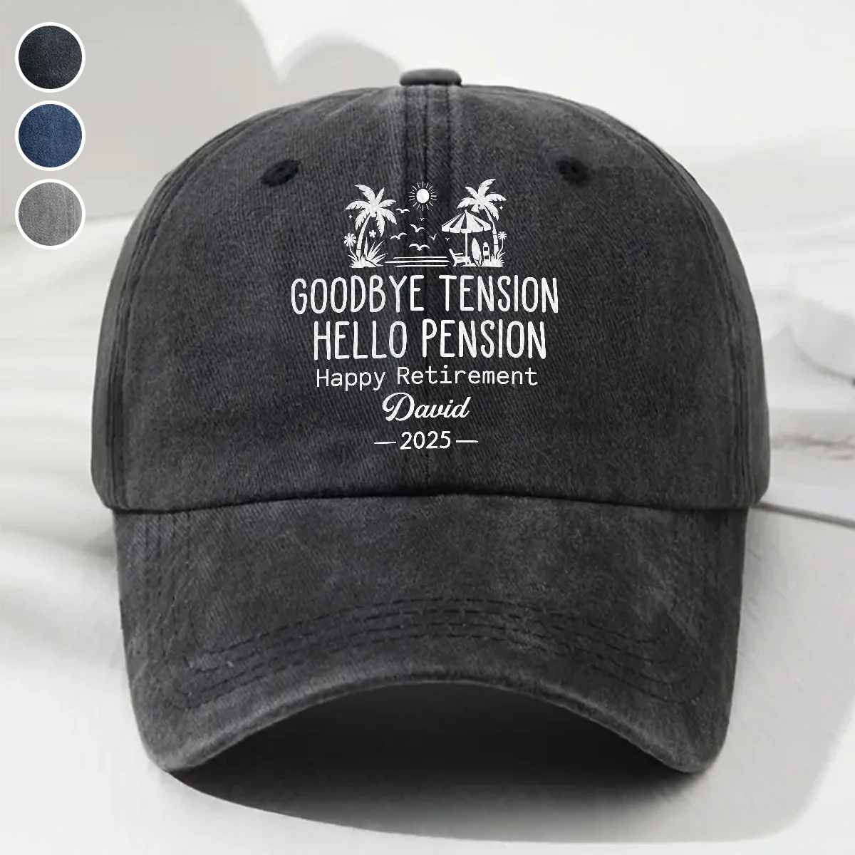 No Alarm Clocks Anymore - Personalized Custom Vintage Washed Denim Cap