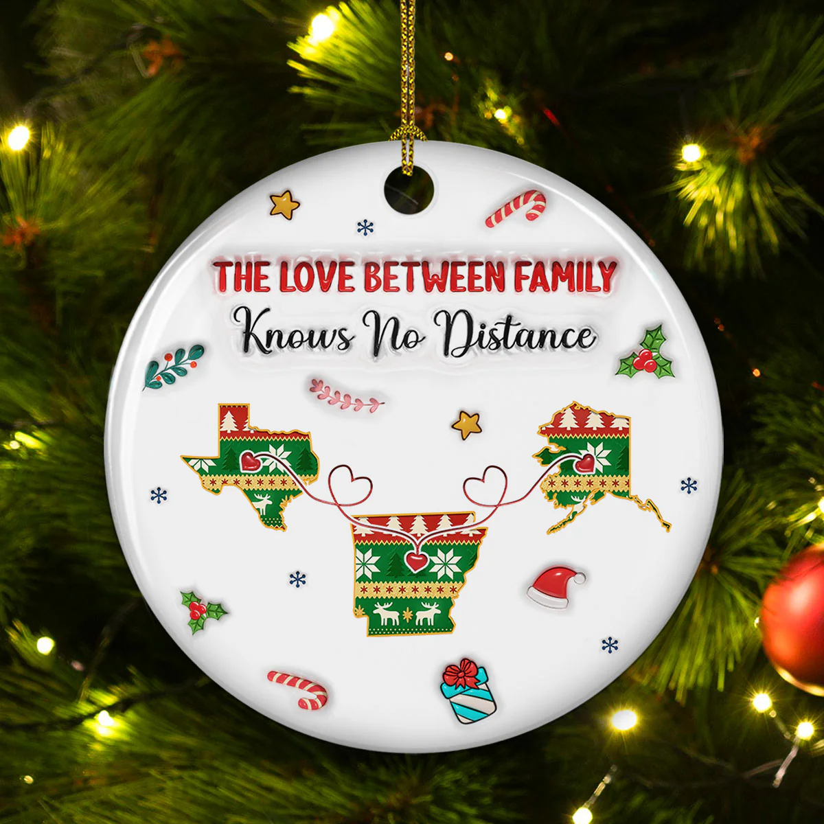 No Distance At All - Personalized Custom 3D Inflated Effect Ceramic Ornament - Image 2