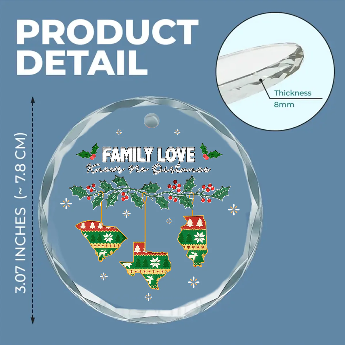 No Distance Known - Personalized Custom 3D Inflated Effect Glass Ornament - Image 5