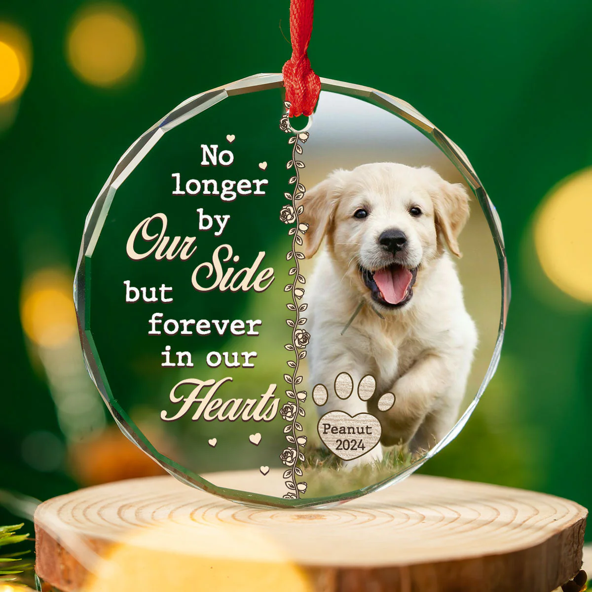 No Longer By Our Side - Personalized Custom Glass Ornament - Image 3