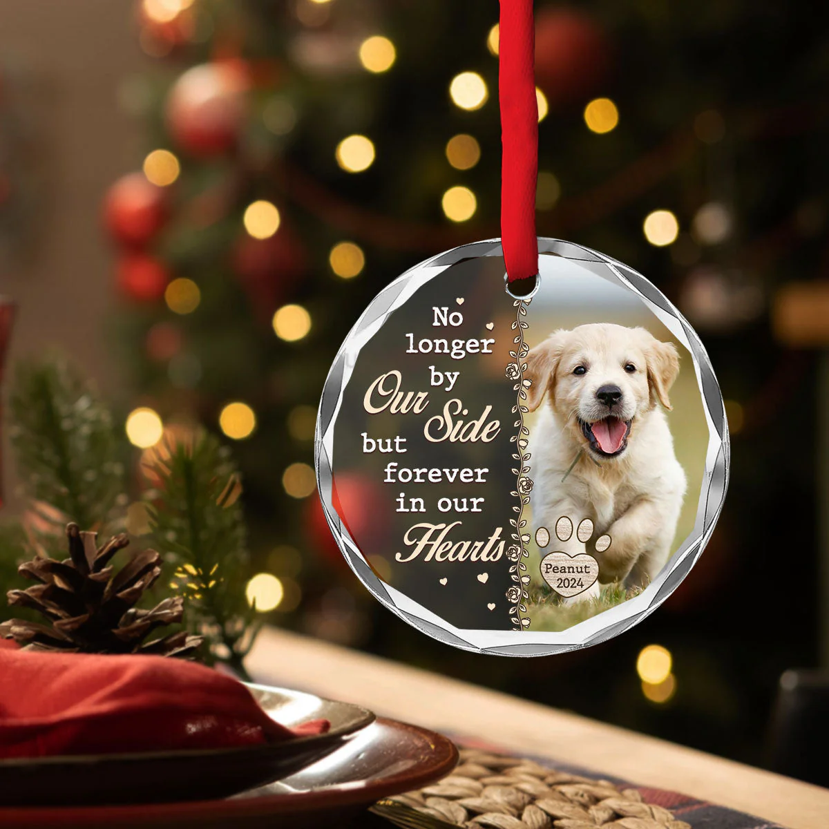 No Longer By Our Side - Personalized Custom Glass Ornament - Image 4