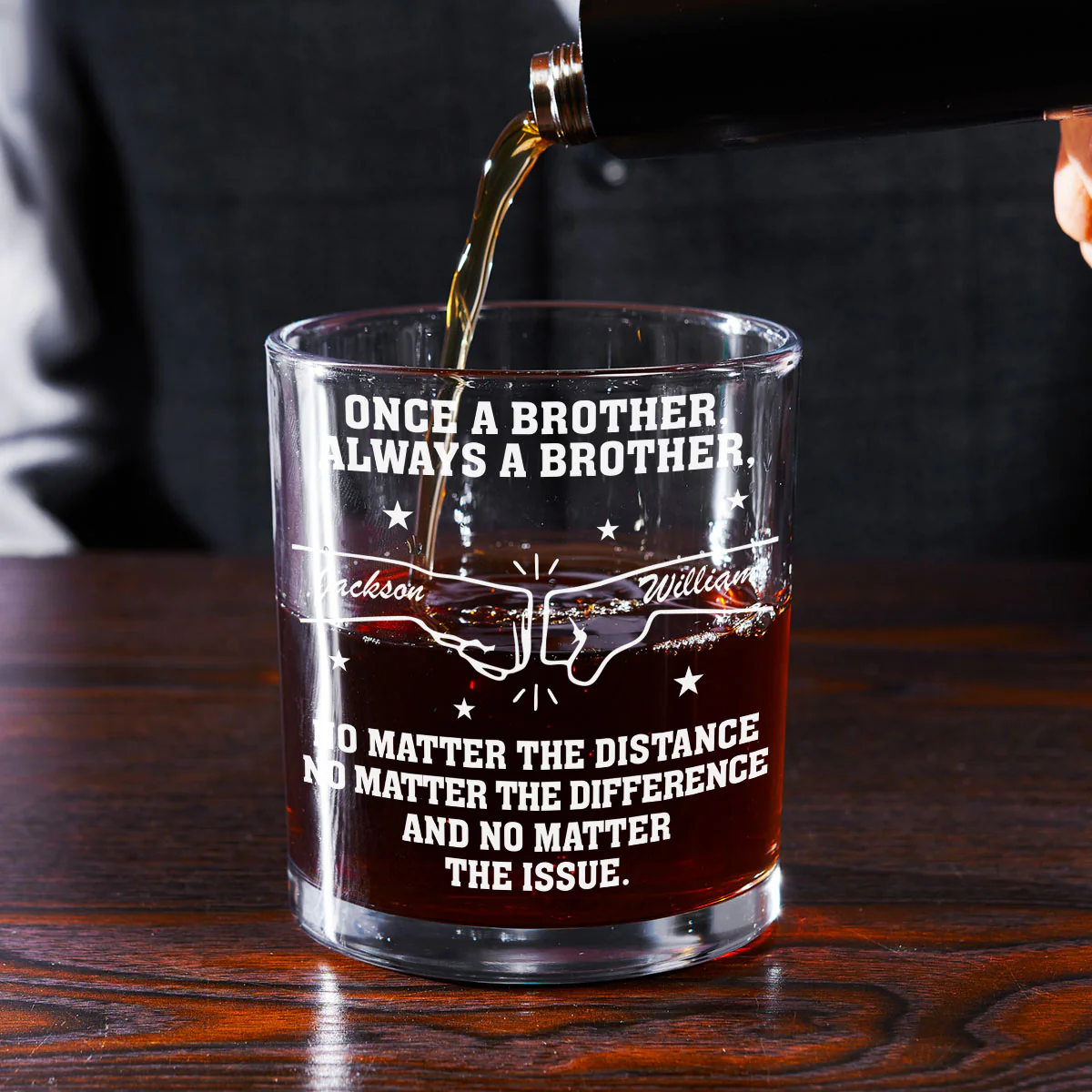 No Matter The Distance - Personalized Custom Whiskey Glass - Image 2