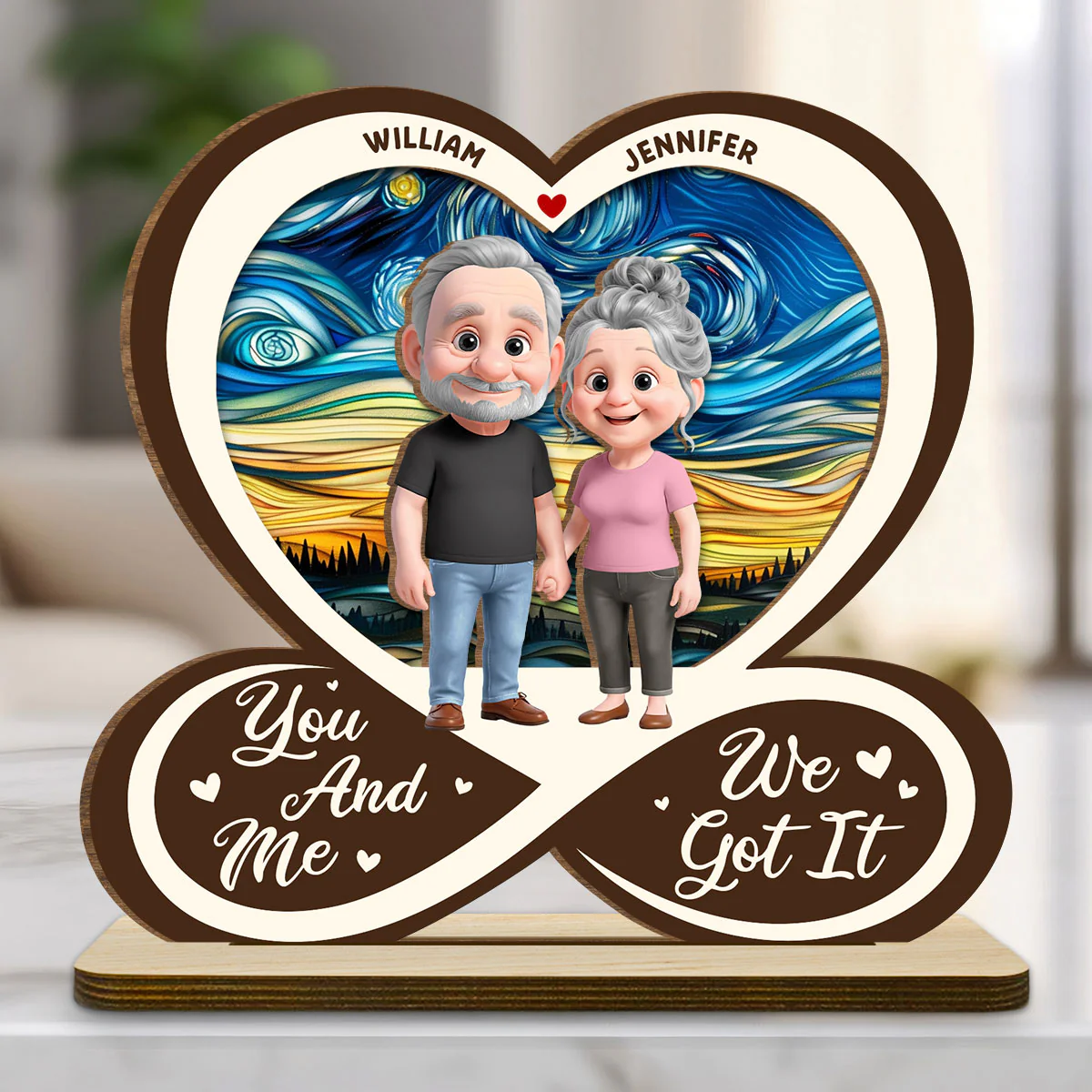 No Matter What I Love You - Personalized Custom 2-Layer Wood Plaque With Flat Base