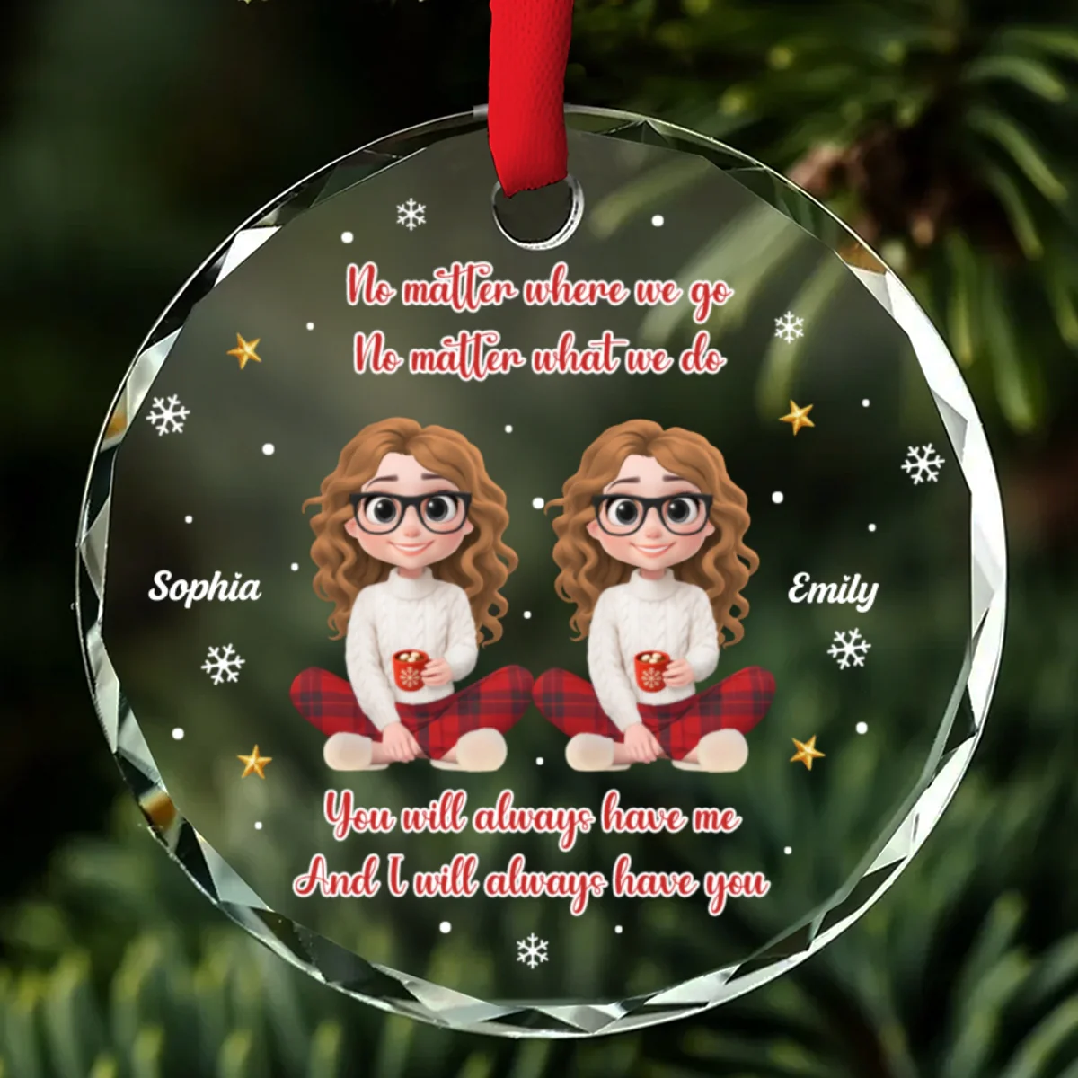 No Matter Where We Go - Personalized Custom Glass Ornament - Image 6