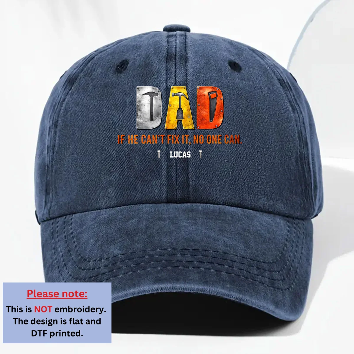 No One But Daddy - Personalized Custom Vintage Washed Denim Cap - Image 10