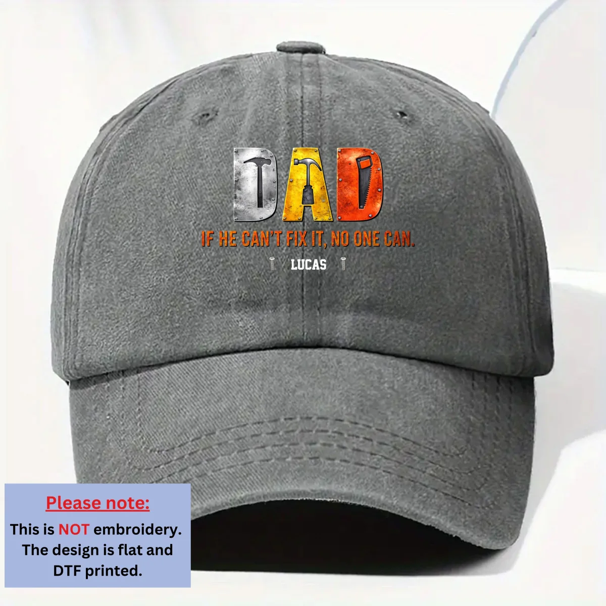 No One But Daddy - Personalized Custom Vintage Washed Denim Cap - Image 9