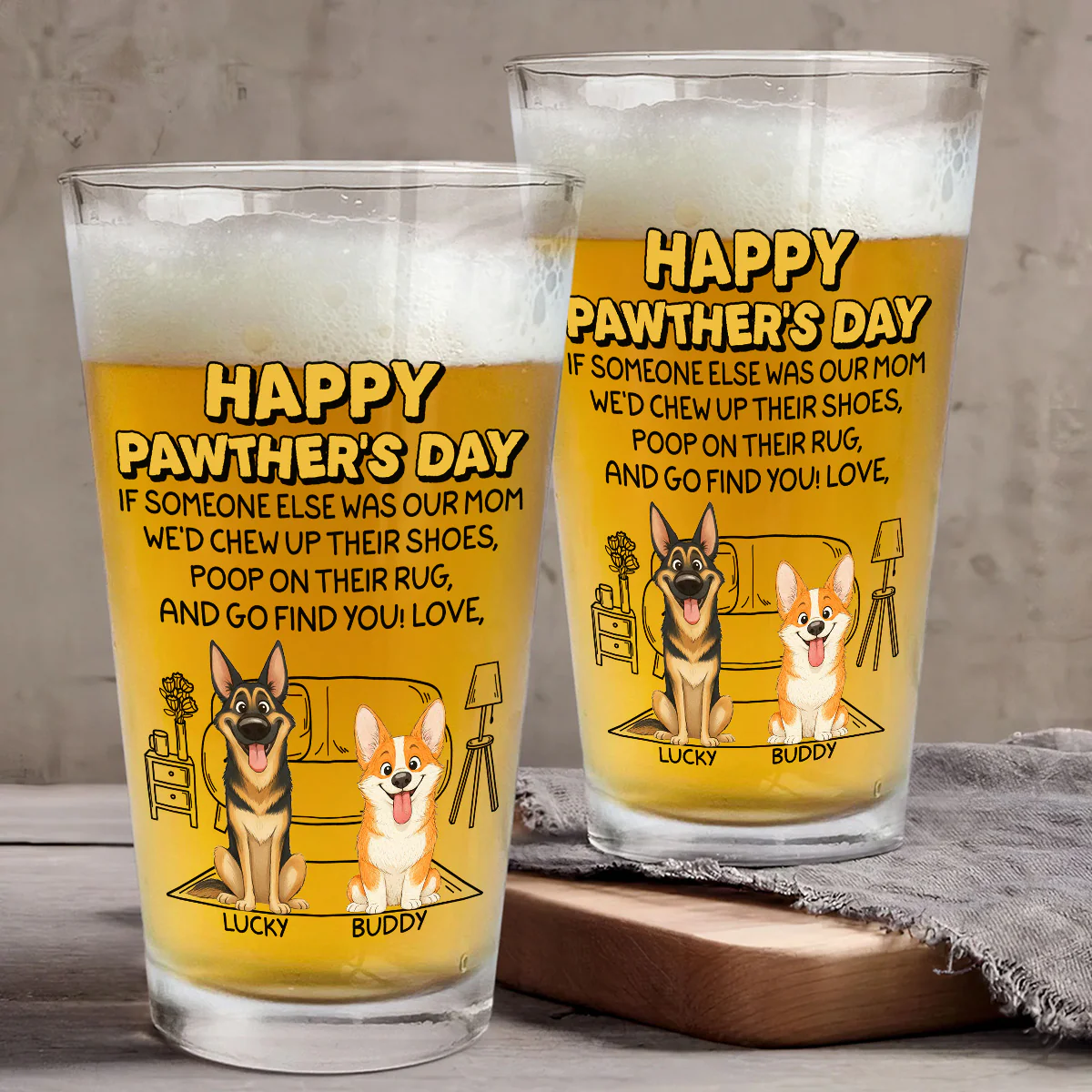 No One Can Be Parent Better Than You - Personalized Custom Beer Glass - Image 4