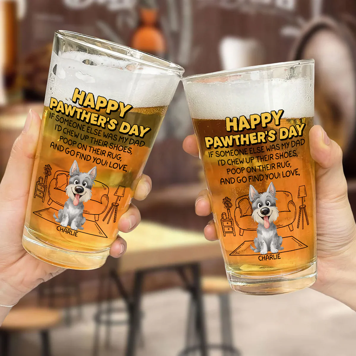 No One Can Be Parent Better Than You - Personalized Custom Beer Glass - Image 5
